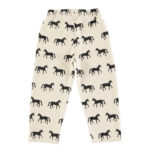 Jogging pants | Ecru black horses animal print_piupiuchick_1