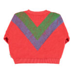 Terry cotton sweatshirt | Red multicolor triangle print_piupiuchick_1