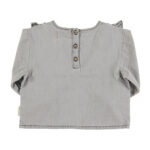 Blouse v-neck ruffles on chest | Grey chambray_piupiuchick_1