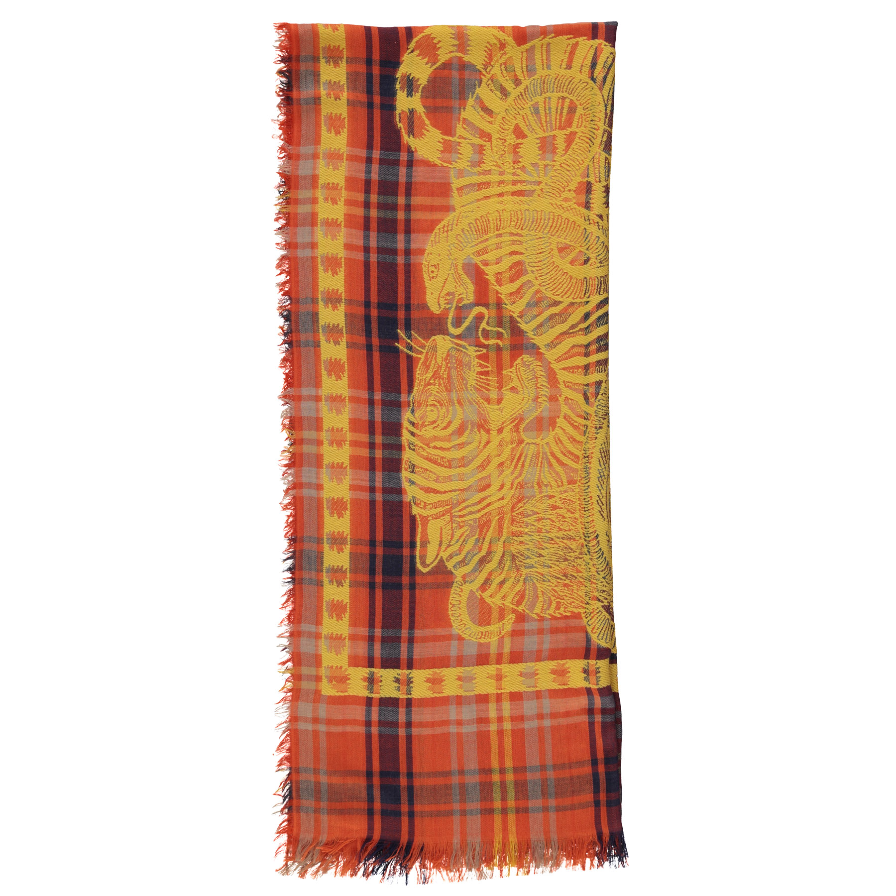 Scarf _ MultiColor checkered w_ yellow embroidery_sisters_1