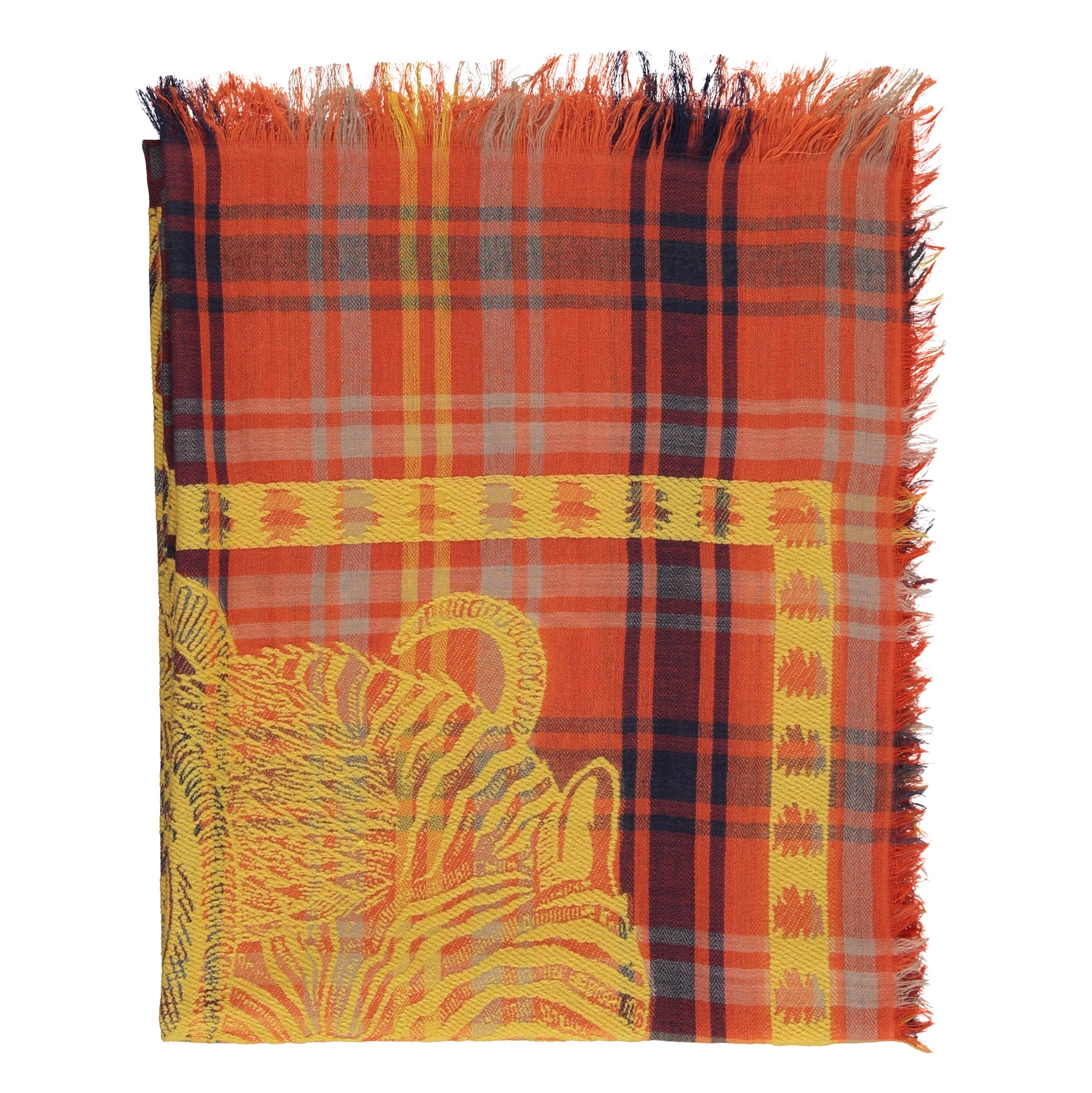 Scarf _ MultiColor checkered w_ yellow embroidery_sisters_3