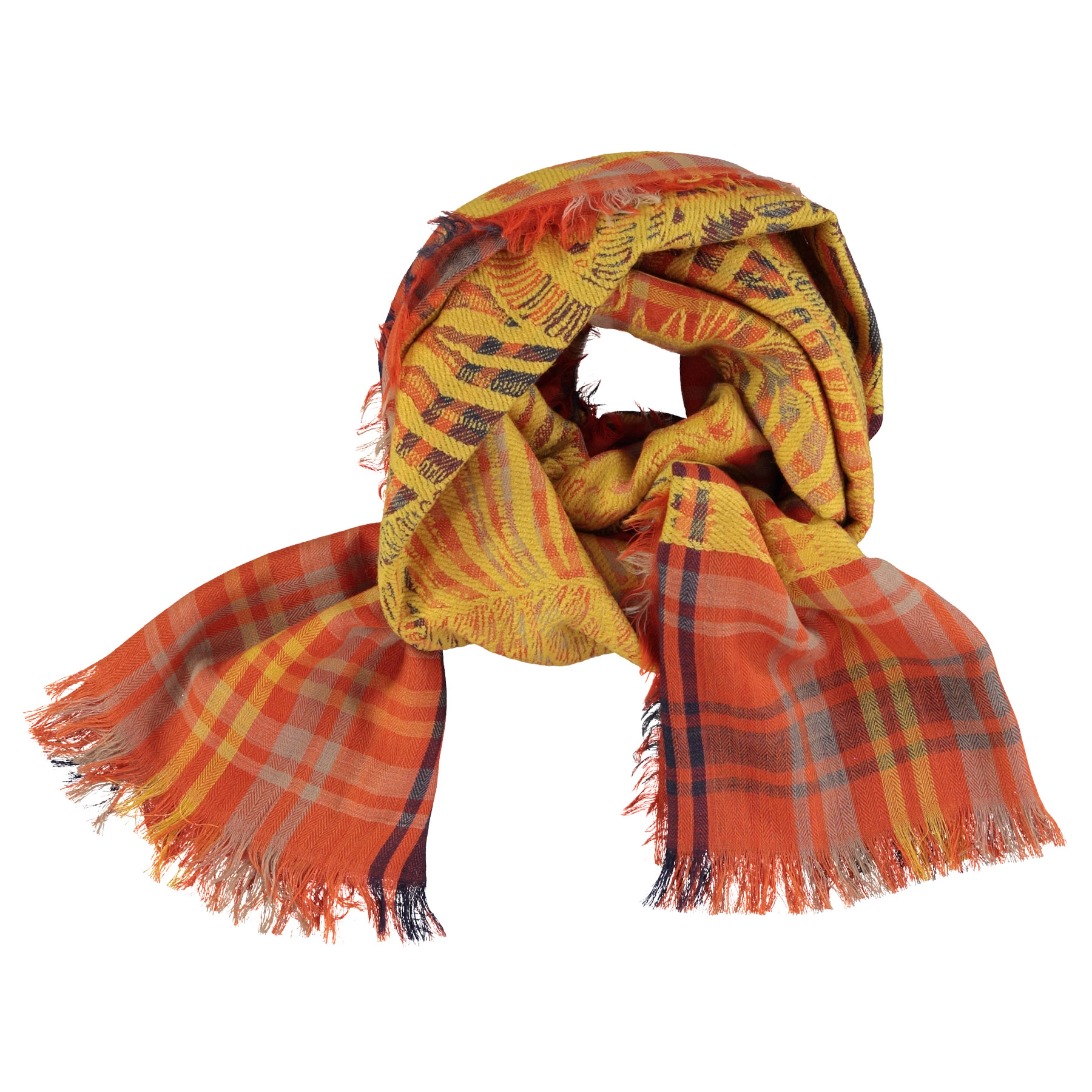 Scarf _ MultiColor checkered w_ yellow embroidery_sisters_7