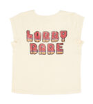 Short sleeve t-shirt w_ deep round neck _ Ecru w_ lobby babe print_sisters_1