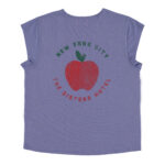 Short sleeve t-shirt w_ deep round neck _ Lavender w_ red apple print_sisters_1