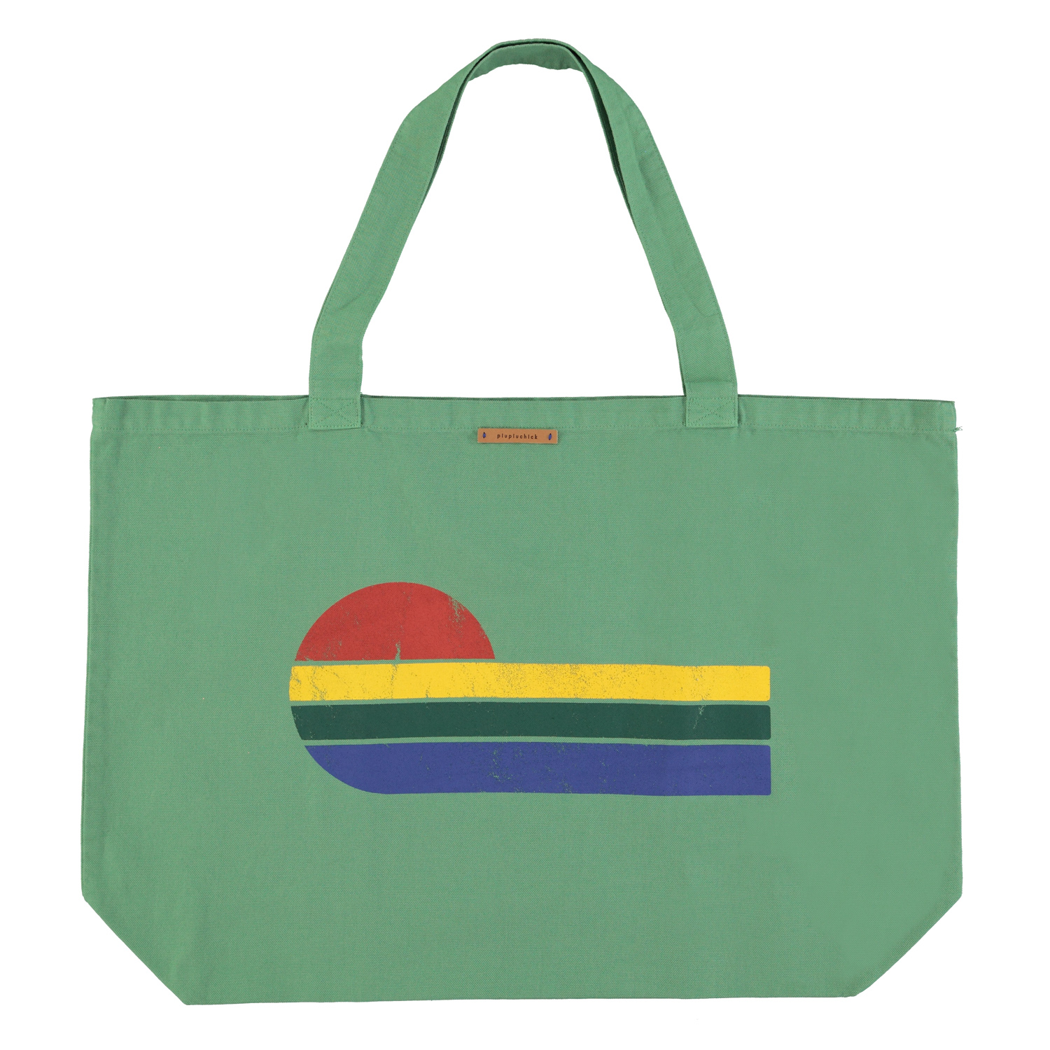 XL bag | green w_ multicolor wave print_1