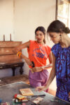 Sleeveless t-shirt w_ shoulder pads | Orange w_ sicilian summer story print_1