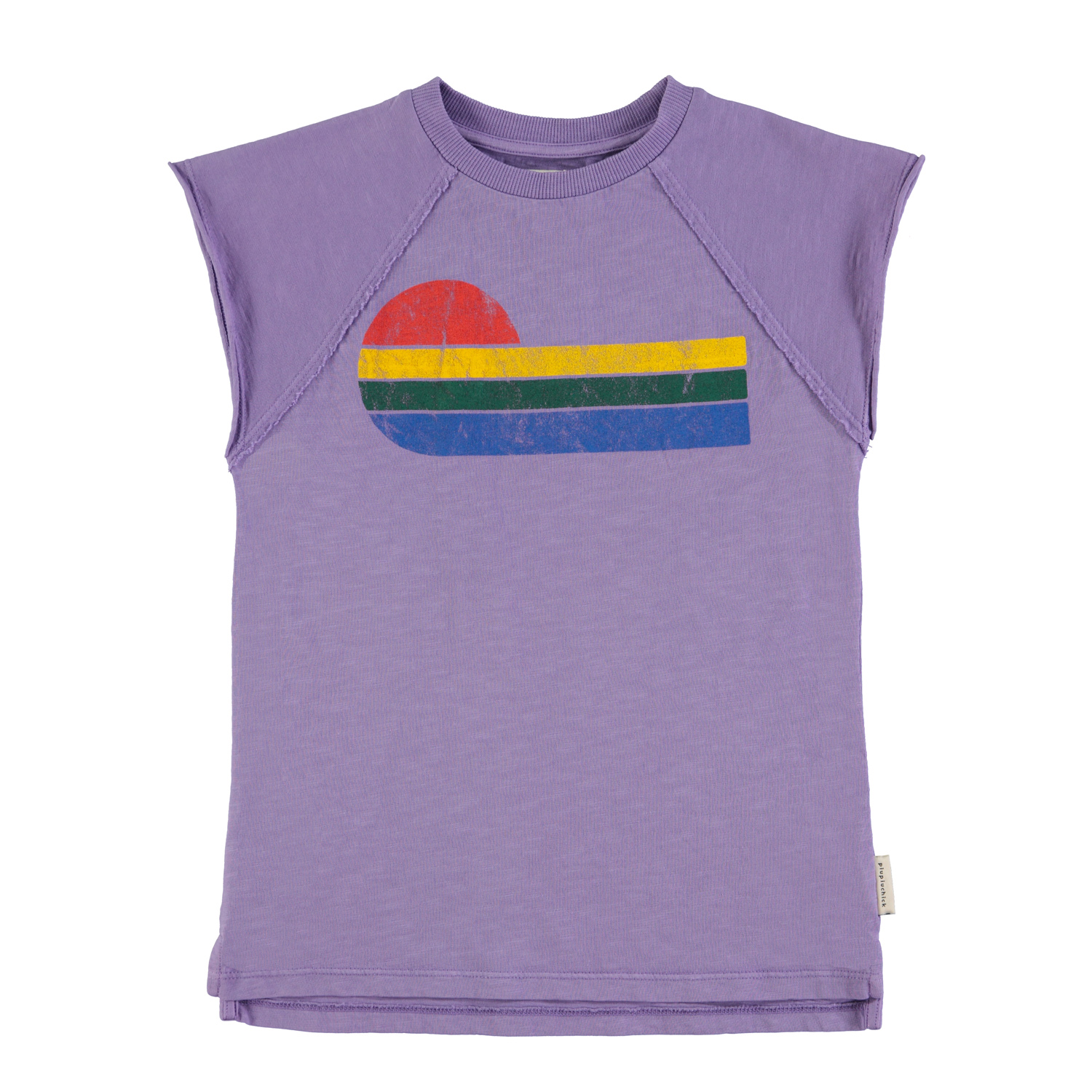 t-shirt dress | purple w_ multicolor wave print_1