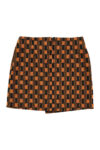 Short asymmetrical skirt | Brown & black squares_sisters department_1