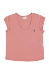 Short sleeve t-shirt w: deep round neck | Old pink w: pizza takeawayprint_sisters department_2
