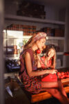 Short wrap skirt | Pink & red floral print_sisters department_1