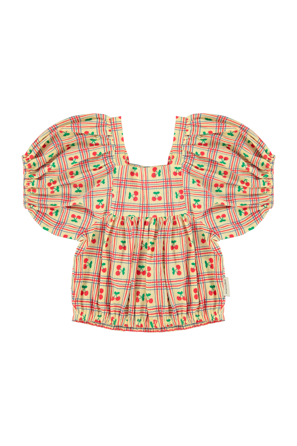 1.cropped blouse w: baloon sleeves | light yellow w: cherries allover_piupiuchick