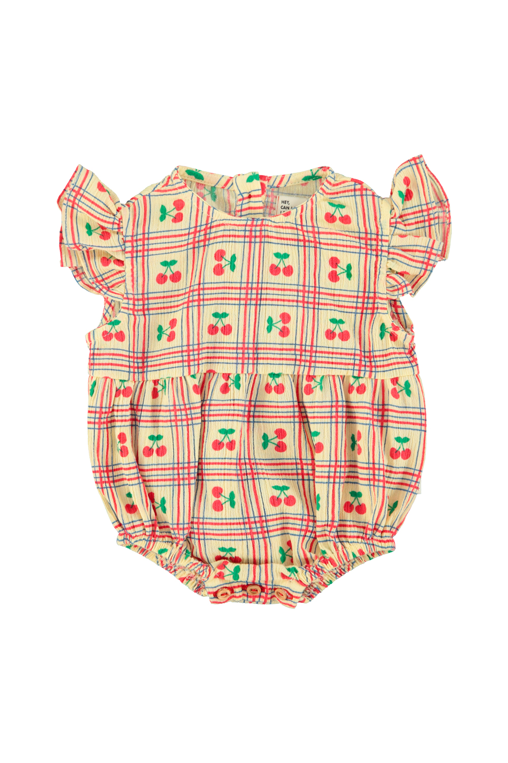 1.sleeveless baby romper | light yellow w: cherries allover_piupiuchick