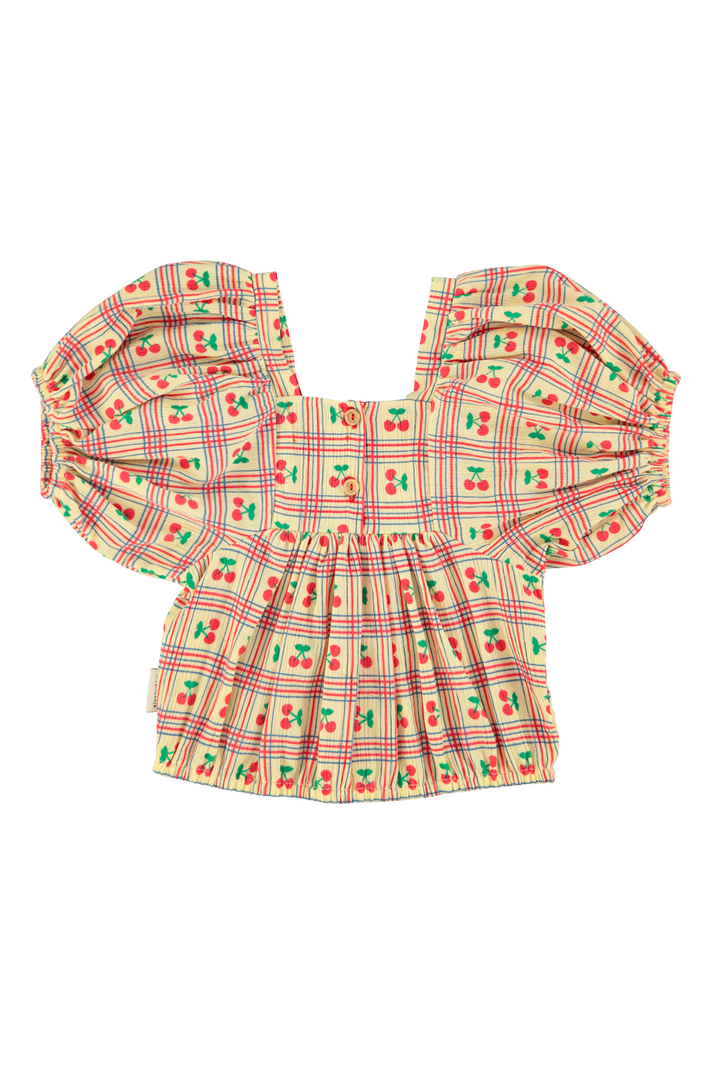 cropped blouse w: baloon sleeves | light yellow w: cherries allover_piupiuchick