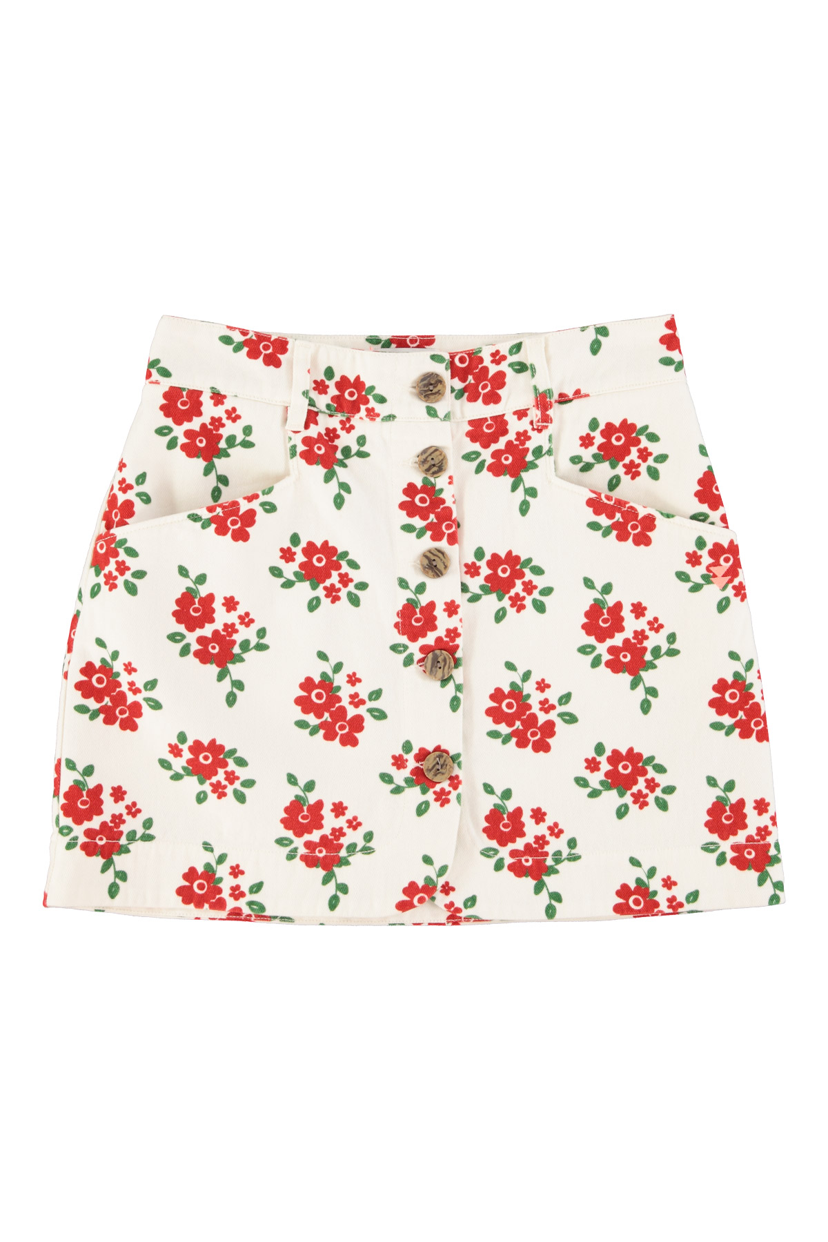 1. Short skirt | Ecru w: red flowers_sisters department_1