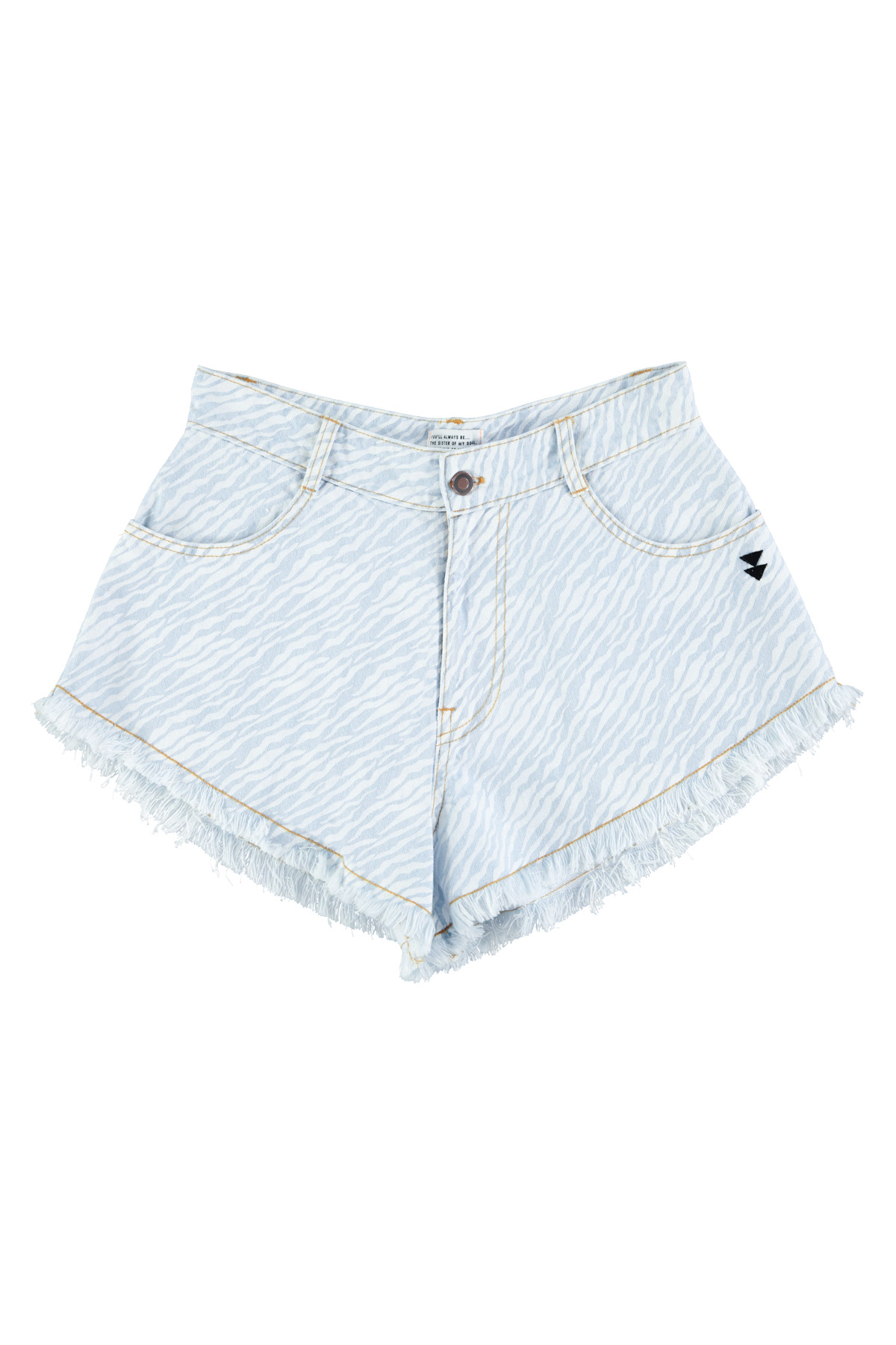 1. Shorts w: fringes | Light blue denim w: zebra print_sisters department_1