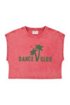 1. Sleeveless t-shirt:top w: round neck | Coral w: dance club print_sisters department_1