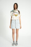 1. Short skirt | Light blue denim w: zebra print_sisters department_1