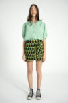 1. Short wrap skirt | Black w: green flowers _sisters department_1