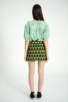 1. Short wrap skirt | Black w: green flowers _sisters department_1